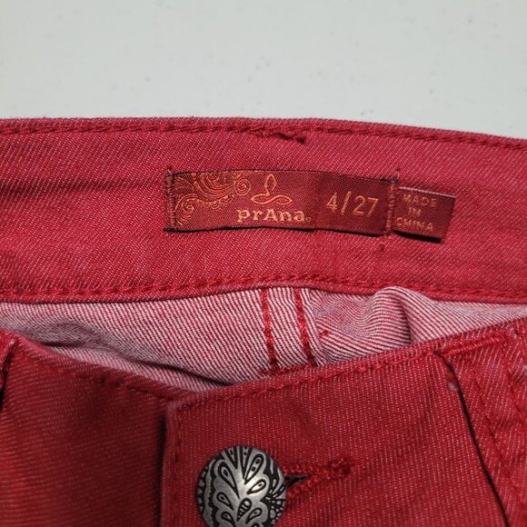 Prana Pants Red Womens 4 27 Skinny Basic Cotton Blend Fall Winter Holiday - Picture 3 of 7